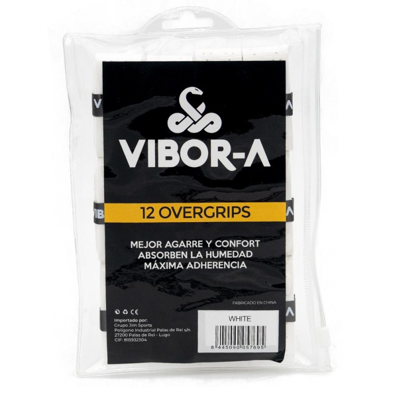Overgrips Vibora 12 unidades perforados blancos
