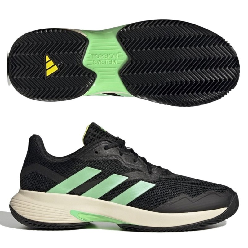 Padelskor Adidas Courtjam Control M lerkärna svart balk grön gul 2022 Padelskor Adidas Courtjam Control M lerkärna svart balk grön gul 2022