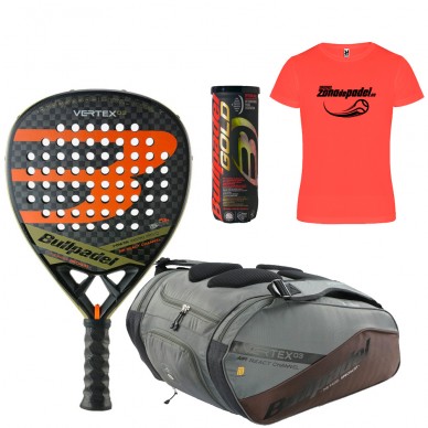 Pack Bullpadel Vertex 03 2023 + Padelväska + Bollar + T-shirt