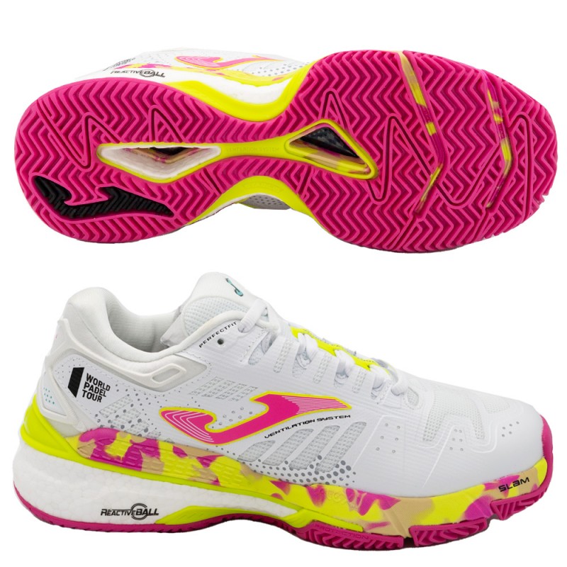 Joma T.SLAM LADY 2202 vita fuchsia padelskor Joma T.SLAM LADY 2202 vita fuchsia padelskor