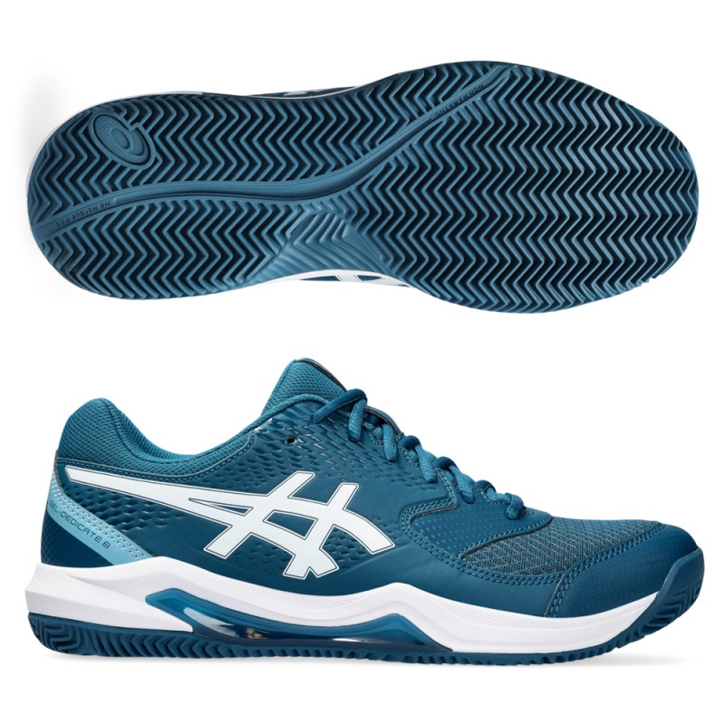 Asics Gel Dedicate 8 Clay restful teal vit i blå Asics Gel Dedicate 8 Clay restful teal vit i blå