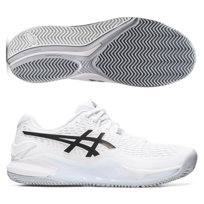 Padelskor Asics Gel Resolution 9 Clay white black Padelskor Asics Gel Resolution 9 Clay white black