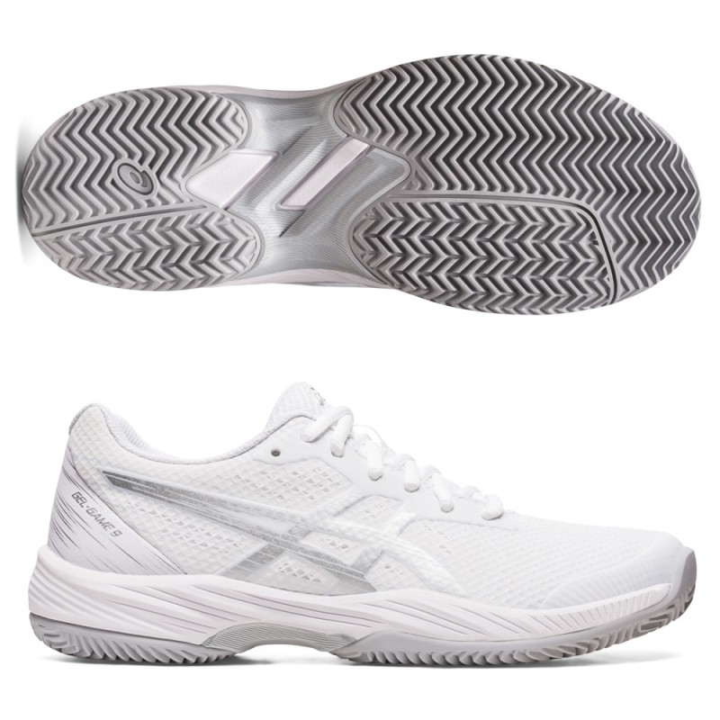 Padelskor Asics Gel Game 9 Clay white pure silver Padelskor Asics Gel Game 9 Clay white pure silver