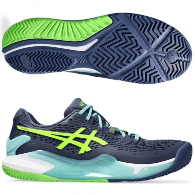 Asics Gel Resolution 9 Padel thunder blue electric lime 2024 Padelskor