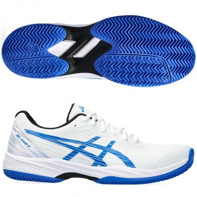 Asics Gel Game 9 Clay OC White Tuna Blue 2024 padelskor