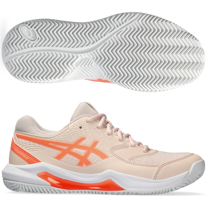 Asics Gel Dedicate 8 Clay pearl pink sun coral 2024 padelskor Asics Gel Dedicate 8 Clay pearl pink sun coral 2024 padelskor