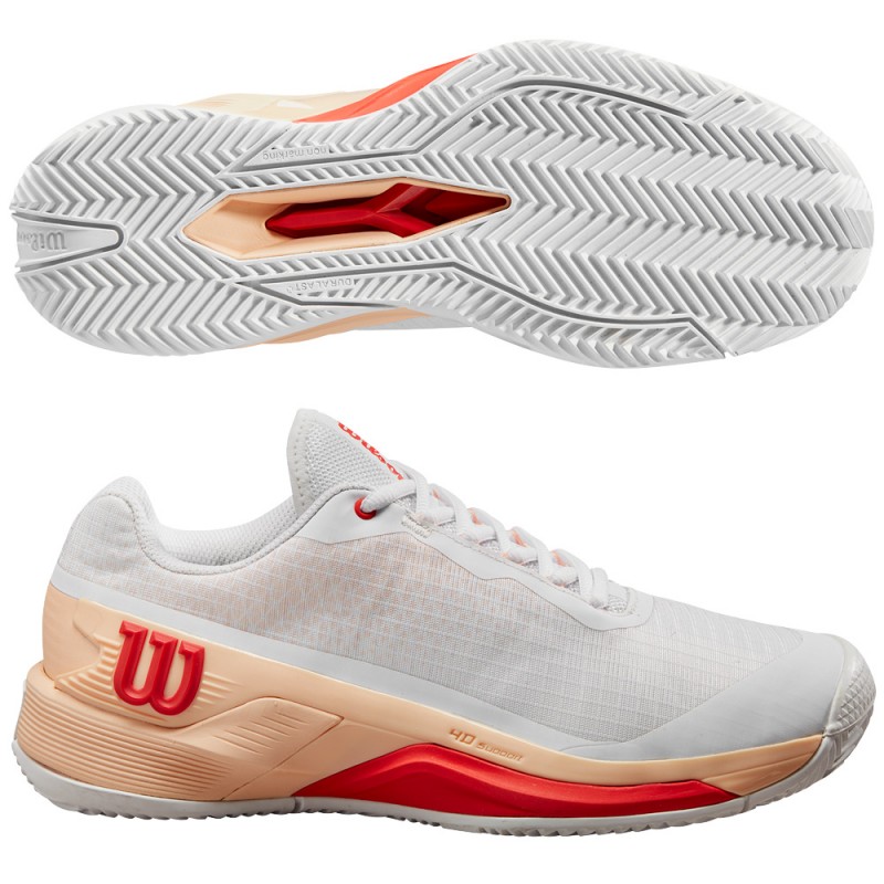 Wilson Rush Pro 4.0 W Clay white peach 2024 padelskor Wilson Rush Pro 4.0 W Clay white peach 2024 padelskor