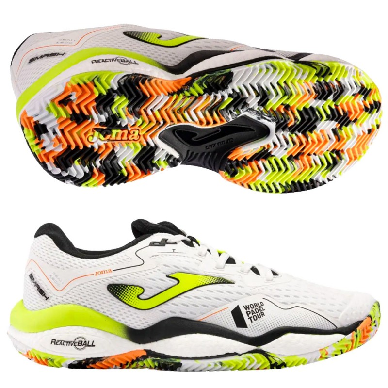 Joma Smash 2302 white fluor yellow 2024 padelskor Joma Smash 2302 white fluor yellow 2024 padelskor