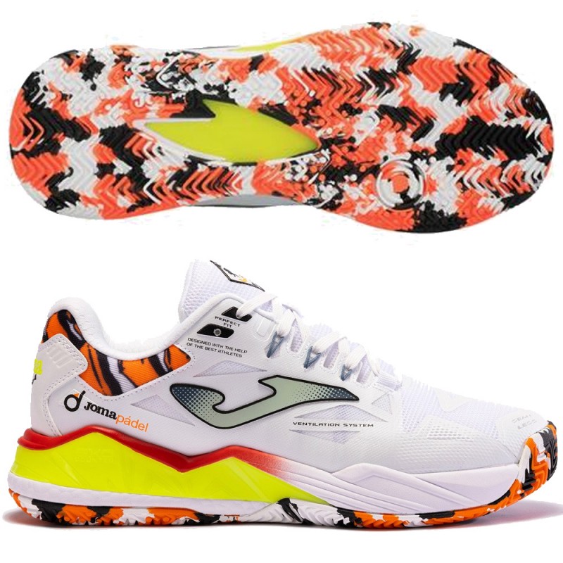 Joma Spin Men 2402 white yellow 2024 padelskor