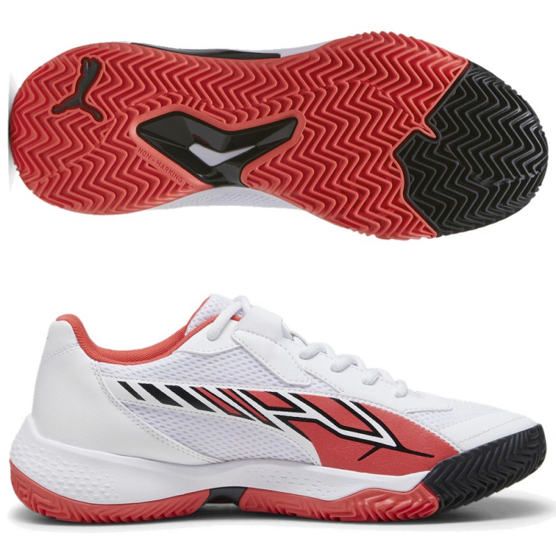 Puma NOVA Court white black active red 2024 padelskor