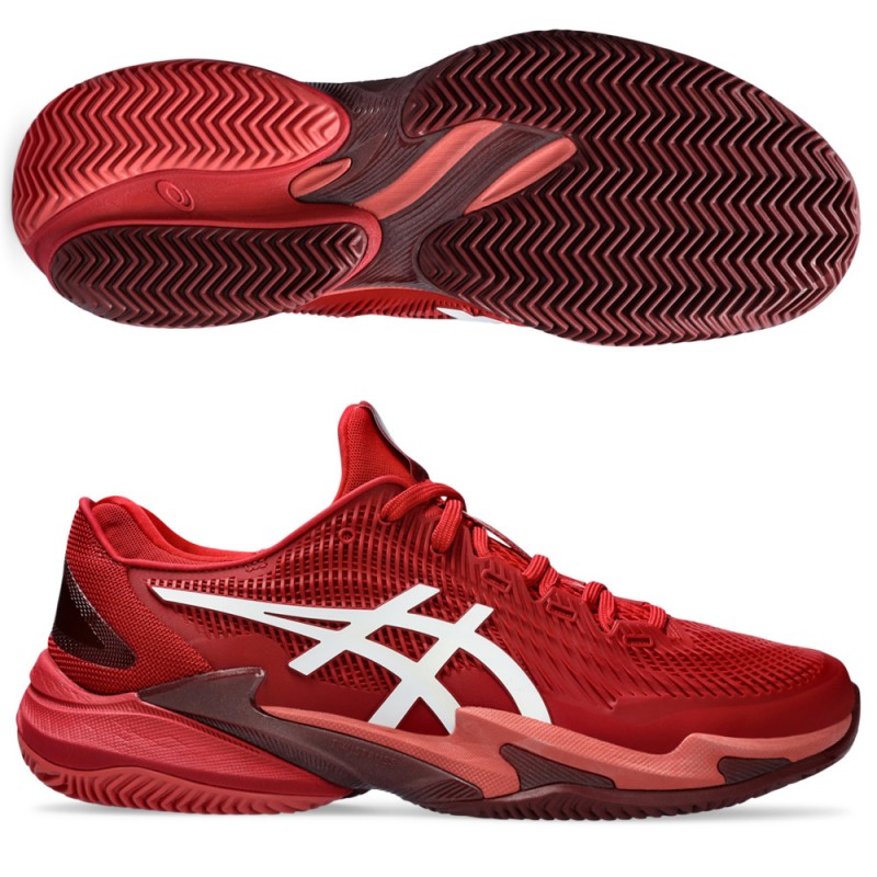 Asics Court FF 3 Novak Clay cranberry white 2024 padelskor Asics Court FF 3 Novak Clay cranberry white 2024 padelskor
