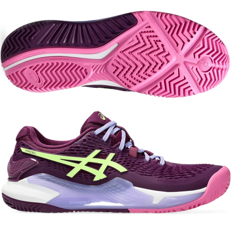 Asics Gel Resolution 9 Padel deep mauve lime green 2024 padelsko Asics Gel Resolution 9 Padel deep mauve lime green 2024 padelsko
