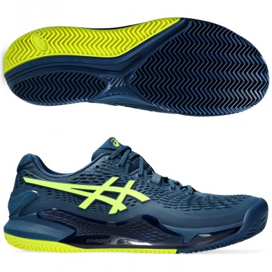 Asics Gel Resolution 9 Clay mako blue safety yellow 2024 padelskor