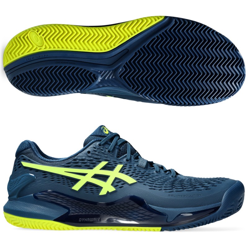 Asics Gel Resolution 9 Clay mako blue safety yellow 2024 padelskor Asics Gel Resolution 9 Clay mako blue safety yellow 2024 padelskor