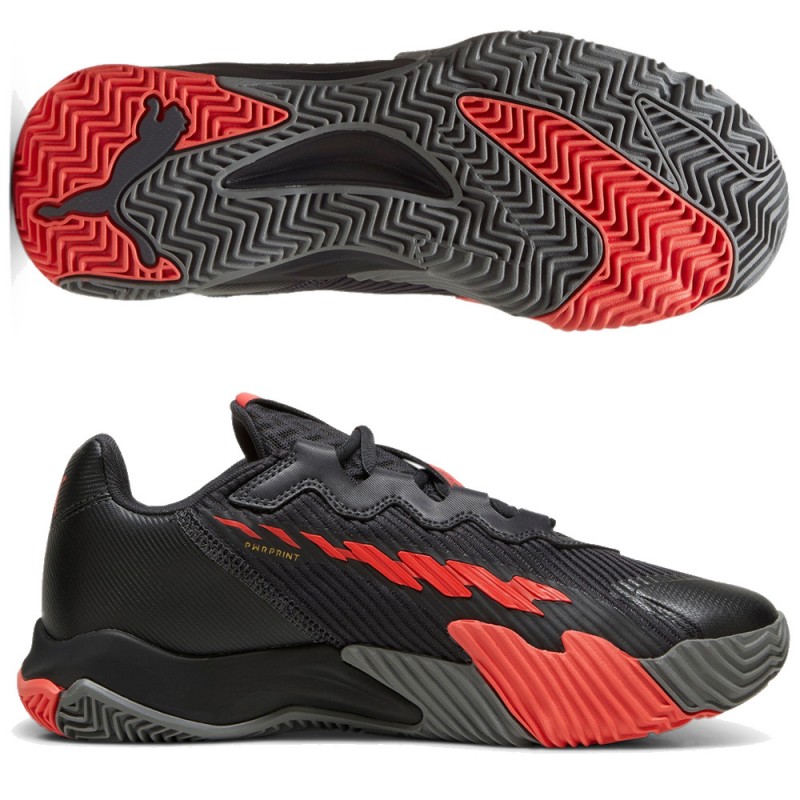Puma Nova Elite grå active red 2024 padelskor Puma Nova Elite grå active red 2024 padelskor