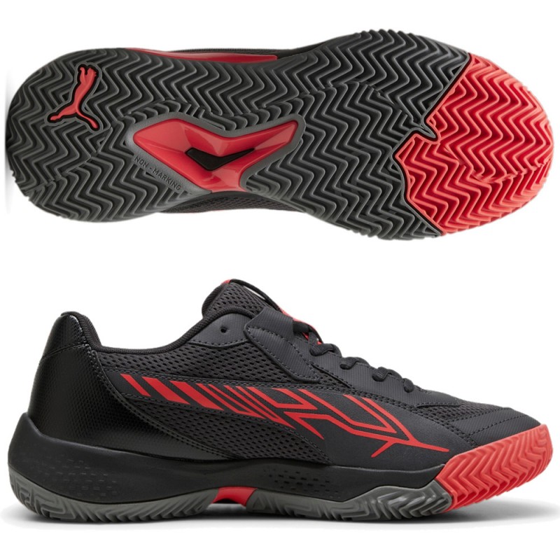 Puma Nova Court grå aktiva röd 2024 padelskor Puma Nova Court grå aktiva röd 2024 padelskor
