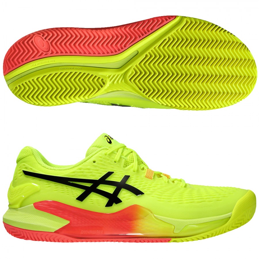 Asics Resolution 9 Clay gul svart padelskor
