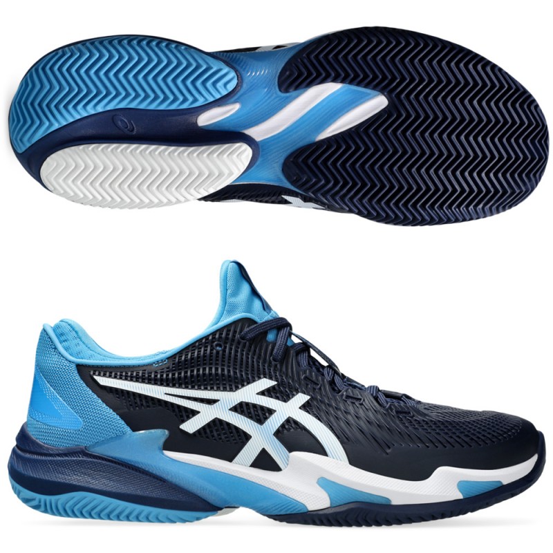 Asics Court FF 3 Novak Clay blue white padelskor 2024 Asics Court FF 3 Novak Clay blue white padelskor 2024