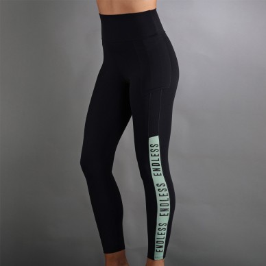 Endless Syncro svarta skogsgröna Leggings