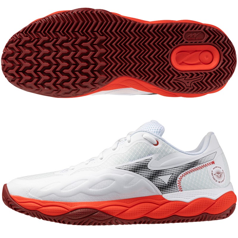 Mizuno Wave Enforce Court CC fiery red white 2026 Padelskor