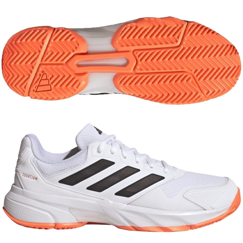 Adidas Courtjam Control 3 M Clay white black orange 2026 Padelskor
