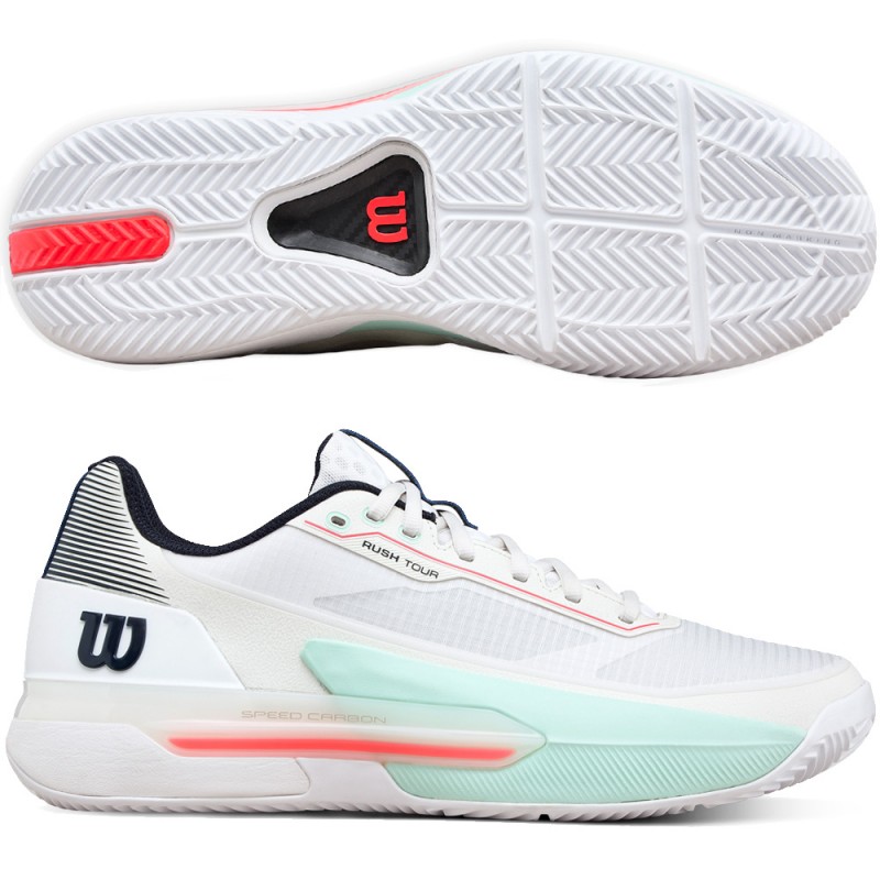 Wilson Rush Tour 5 Clay white bay blue 2026 padelskor