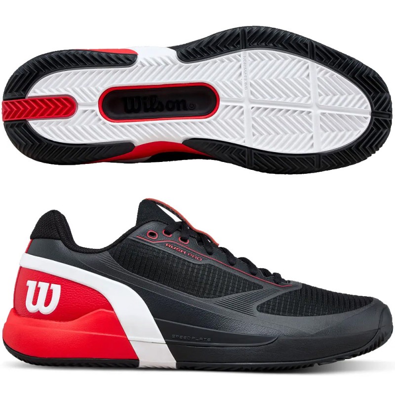 Wilson Rush Pro 5 Clay black red 2026 padelskor
